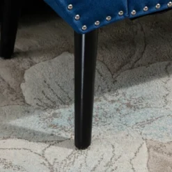 HOMCOM Modern Button Tufted Sitting Bench, Accent Fabric Upholstered Ottoman For Bedroom Or Living Room, Blue -Nexera Furniture Store GUEST d4406f84 4e03 41dc 98c2 c1a6739ca365