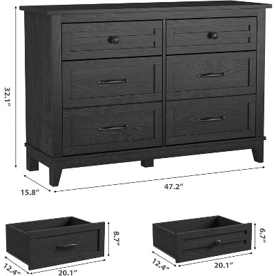 Acekool 47" 6 Drawer Dresser, Modern Textured Storage Chest, Wide Wooden Organizer For Bedroom Living Room Entryway 3 Acekool 47" 6 Drawer Dresser, Modern Textured Storage Chest, Wide Wooden Organizer For Bedroom Living Room Entryway