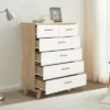 Modern 6 Drawer Dresser With Solid Wood Legs And Handles, White + Oak - ModernLuxe -Nexera Furniture Store GUEST d57fd3dc e49d 46df 9f8a 06dc5734e271