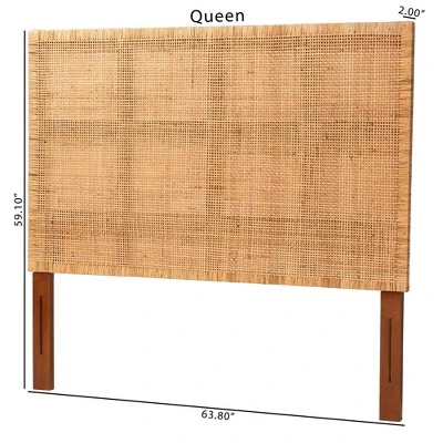 Bali & Pari Queen Size Lesia Rattan And Mahogany Wood Headboard Light Honey/Red Teak 7 Bali & Pari Queen Size Lesia Rattan And Mahogany Wood Headboard Light Honey/Red Teak - Image 5