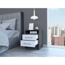NicBex Modern Nightstand With 2 Drawers,19.9" Wooden Night Stand With Metal Handles,Bedside Table For Bedroom&Living Room,Bedroom Furniture -Nexera Furniture Store GUEST d791b5ee a4b8 417d a668 0206e0217466