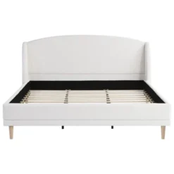 Christopher Knight Home Nicky Boucle Upholstered Platform Bed With Wingback Headboard, White -Nexera Furniture Store GUEST d79fbe5d 1dc8 4935 af1b b0b36b9d6ff6