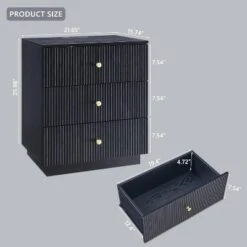 SinCiDo Fluted Nightstand With Charging Station, 21.65" Wide Modern Wood Bedside Table W/3 Storage Drawers For Bedroom, Living Room -Nexera Furniture Store GUEST d7a4debc 5b7d 4059 8516 275dcf8733a5