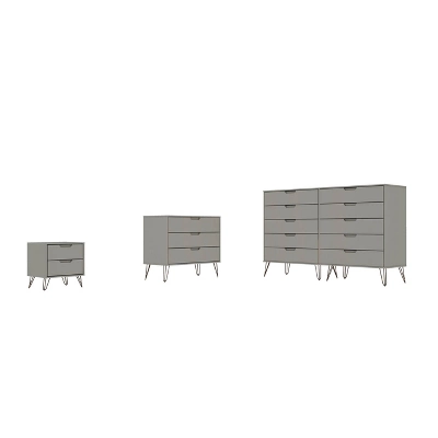 Rockefeller 10 Drawer Dresser, 3 Drawer Dresser And 2 Drawer Nightstand Set - Manhattan Comfort 14 Rockefeller 10 Drawer Dresser, 3 Drawer Dresser And 2 Drawer Nightstand Set - Manhattan Comfort - Image 12
