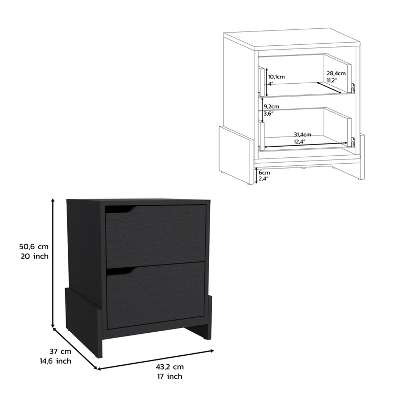 Grungis Modern Nightstands With Sturdy Base,Night Stand Bedside Table With 2 Drawers,Space-Saving Side Table For Bedroom,Living Room 4 Grungis Modern Nightstands With Sturdy Base,Night Stand Bedside Table With 2 Drawers,Space-Saving Side Table For Bedroom,Living Room - Image 2
