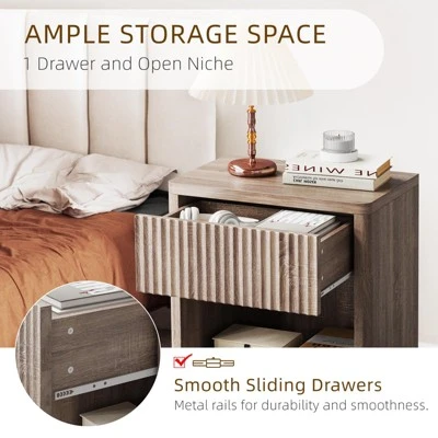 GustoWave Wooden Night Stand Set Of 2, Large Modern Farmhouse Wood Nightstands With Fluted Drawers, Bedside End Tables Storage Side Tables 6 GustoWave Wooden Night Stand Set Of 2, Large Modern Farmhouse Wood Nightstands With Fluted Drawers, Bedside End Tables Storage Side Tables - Image 4