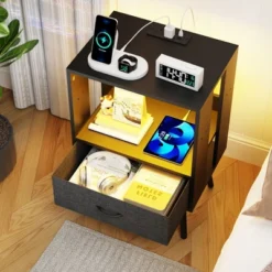 Kumasinova Wood Nightstand With Charging Station,Night Stand Set 2 With LED Lights,Nightstands With 2/4/6 Fabric Drawers,Bedside Table For Bedroom 9 Kumasinova Wood Nightstand With Charging Station,Night Stand Set 2 With LED Lights,Nightstands With 2/4/6 Fabric Drawers,Bedside Table For Bedroom -Nexera Furniture Store GUEST d91a043a a48a 43b1 b253 0fc3921b777b