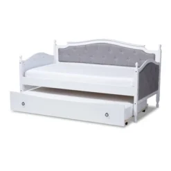 Twin Marlie Upholstered Daybed With Trundle Gray/White - Baxton Studio -Nexera Furniture Store GUEST d96426e2 a7d4 43cb 8079 708e5f4be5d4
