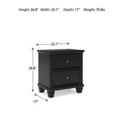 Signature Design By Ashley Lanolee Classic 2 Drawer Nightstand For Bedroom, Black -Nexera Furniture Store GUEST da898f30 c9a3 498a 8c00 297d25c75b6e