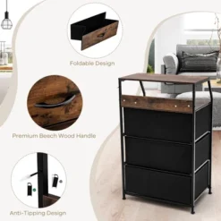 Costway 3 Drawer Dresser W/Top Shelf Storage Tower Cabinet For Bedroom Hallway Nursery -Nexera Furniture Store GUEST da906136 e5d5 4a3a 940d ffb6102ac3c4
