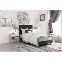 Twin Janford Upholstered Bed Black Faux Leather - Room & Joy 25 Twin Janford Upholstered Bed Black Faux Leather - Room & Joy -Nexera Furniture Store GUEST dacf58cf 27be 4d56 bcab fd201c3c7e13