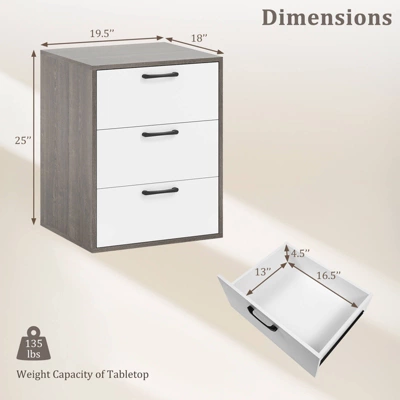 Costway 3 Drawer Dresser Chest Of Drawer Storage Cabinet With Wide Storage Space Organizer 4 Costway 3 Drawer Dresser Chest Of Drawer Storage Cabinet With Wide Storage Space Organizer - Image 2