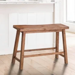 Saddle Seat Wooden Bench With Canted Frame Brown - Benzara -Nexera Furniture Store GUEST dda96717 ae54 4f90 be7a ea07749455d6