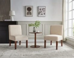 Carl Armless Fabric Upholstered Accent Chair Set Of 2 With Round Wood Side Table Slipper Chairs Sets-Maison Boucle -Nexera Furniture Store GUEST ddca0921 92ce 4570 a65d a70db2915747