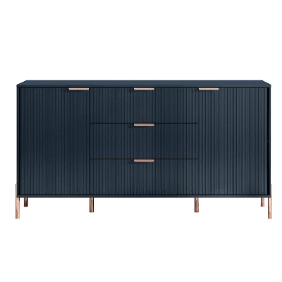 Festivo 3pc Modern Elegance 2 Drawer Nightstands And 3 Drawer Dresser Set Navy 5 Festivo 3pc Modern Elegance 2 Drawer Nightstands And 3 Drawer Dresser Set Navy - Image 3