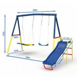 Aukfa 3 In 1 Outdoor Swing Set - 32'' Saucer Swing + Belt Swing + Slide, A-Frame Frame, Easy Install For Backyard/Patio 8 Aukfa 3 In 1 Outdoor Swing Set - 32'' Saucer Swing + Belt Swing + Slide, A-Frame Frame, Easy Install For Backyard/Patio -Nexera Furniture Store GUEST e14bfcd0 2e95 4a8e bd32 f8a98a01d2bd