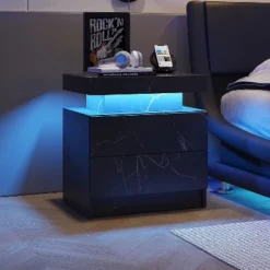 KTMBDW Nightstand With LED Lights, Modern Night Stand, Bedside Table With 2 Drawers, End Side Table For Bedroom, Living Room -Nexera Furniture Store GUEST e171c092 9a98 42dc 8810 4464002727c2