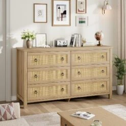 Acekool Drawer Rattan Dresser, Wide Boho Storage Chest With Deep Drawers & Ring Handles For Bedroom, Nursery, Living Room - Natural 19 Acekool Drawer Rattan Dresser, Wide Boho Storage Chest With Deep Drawers & Ring Handles For Bedroom, Nursery, Living Room - Natural -Nexera Furniture Store GUEST e2d87700 f811 479a a673 859382996dfe