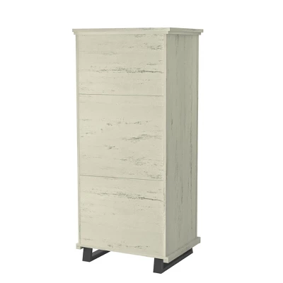 Festivo 3pc Contemporary 24" 5 Drawer Chest And 3 Drawer Nightstand Set Saw Cut Off-White: MDF, Metal Legs, Anti-Tip 11 Festivo 3pc Contemporary 24" 5 Drawer Chest And 3 Drawer Nightstand Set Saw Cut Off-White: MDF, Metal Legs, Anti-Tip - Image 9