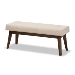 Elia Mid Century Modern Walnut Wood Fabric Button Tufted Bench - Baxton Studio -Nexera Furniture Store GUEST e3806eeb cd47 4c76 8d44 30cb44de9ef9
