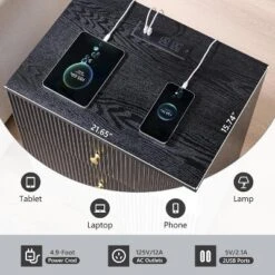 SinCiDo Fluted Nightstand With Charging Station, 21.65" Wide Modern Wood Bedside Table W/3 Storage Drawers For Bedroom, Living Room