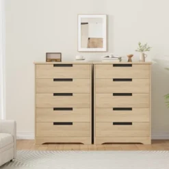 5 Drawer Dresser For Bedroom, Natural Nightstand Chest Of Drawers With Built-in Handles, Wooden Nightstand For Living Room Nursery, Hallway, Entryway -Nexera Furniture Store GUEST e46b7ad5 b045 4498 9b75 5669791f3c55