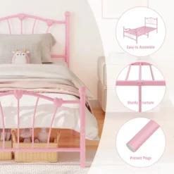 Garvee Twin Bed Frame For Girls, Metal Twin Size Bed Frame With Sweet Heart-Shape Headboard And Footboard, No Box Spring Needed, Easy Assembly -Nexera Furniture Store GUEST e4f63a6d a3ac 4953 bf8a d5cad4af9621
