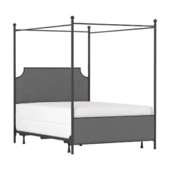 Mcarthur Metal And Upholstered Canopy Bed Matte Black/Gray Fabric - Hillsdale Furniture -Nexera Furniture Store GUEST e61b91d6 25b8 4daf 89a0 9a46d60b24d4