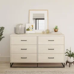 Kelly 6 Drawers Dresser Ivory Oak - Novogratz