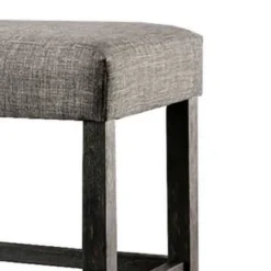 41" Counter Height Bench With Padded Seating Gray - Benzara