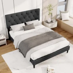 Costway Twin/Full/Queen Size Bed Frame With Button-Tufted Headboard & Wooden Slats Easy Assembly 24 Costway Twin/Full/Queen Size Bed Frame With Button-Tufted Headboard & Wooden Slats Easy Assembly -Nexera Furniture Store GUEST e7587802 276c 446a ab59 a68fcab6c73d