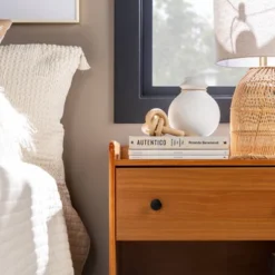 Katie Transitional Tray Top 1 Drawer Solid Wood Nightstand Caramel - Saracina Home -Nexera Furniture Store GUEST e7a948f0 992a 4a9a a804 235969f94fc3