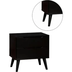 Sapphtopaz Modern Nightstand With 2 Drawers And Recessed Handle Bedside Table With Wood Round Tapered Legs Night Stand For Bedroom, Living Room