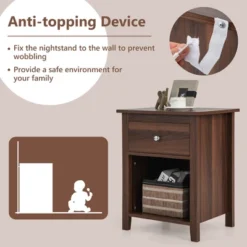 Costway Nightstand Bedside Table With Drawer & Open Shelf For Living Room Bedroom Walnut/Brown -Nexera Furniture Store GUEST e993498a 3655 4cd1 98d8 a52f8f25ad4b