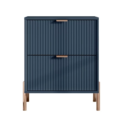 Festivo 3pc Modern Elegance 2 Drawer Nightstands And 3 Drawer Dresser Set Navy 8 Festivo 3pc Modern Elegance 2 Drawer Nightstands And 3 Drawer Dresser Set Navy - Image 6
