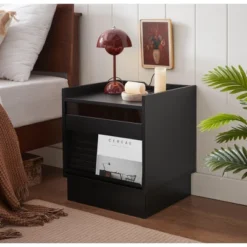 Sapphtopaz Modern Nightstand With Charging Station&LED Large Storage End Table With Drawers&Groove Design Night Stand For Bedroom,Living Room -Nexera Furniture Store GUEST ebf744bb 10bd 4a7e a409 b099f4f74769