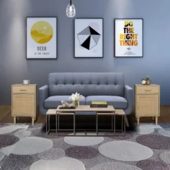 Finnhomy Tall Nightstands Set Of 2, Night Stand,Hand Made Rattan Decorated Doors, Nightstands With Storage For Bedroom, 2 Pack -Nexera Furniture Store GUEST ec063c44 2538 409b 8388 06651651ec4d