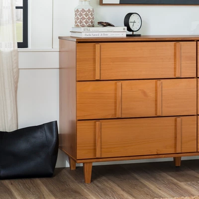 Modern Vertical Accent Solid Wood 6 Drawer Double Dresser - Saracina Home 14 Modern Vertical Accent Solid Wood 6 Drawer Double Dresser - Saracina Home - Image 12