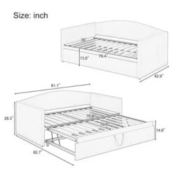 Twin To King Size Daybed With Extended Pop Up Trundle, Upholstered Sofa Bed Daybed, Space-Saving, Pink/Gray/Beige-ModernLuxe -Nexera Furniture Store GUEST eceb5c9c 6f95 4de3 bf2d c09563e6629a