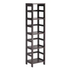 5pc Capri Set Storage Shelf With Folding Fabric Baskets Espresso Brown/White - Winsome