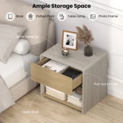 Tangkula 2 PCS Modern Style Nightstand 2-Tier Sofa Side Bedside Table W/ Drawer & Open Shelf -Nexera Furniture Store GUEST eff0c16a 14ec 4d20 9c3b d580270119d5