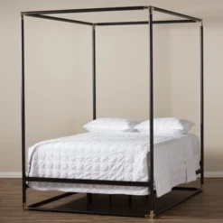 Queen Eva Vintage Industrial Finished Metal Canopy Bed Black - Baxton Studio 12 Queen Eva Vintage Industrial Finished Metal Canopy Bed Black - Baxton Studio -Nexera Furniture Store GUEST f051af5b 4add 496f b156 910d5c564891