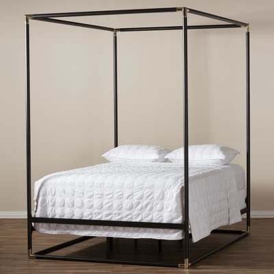 Queen Eva Vintage Industrial Finished Metal Canopy Bed Black - Baxton Studio 7 Queen Eva Vintage Industrial Finished Metal Canopy Bed Black - Baxton Studio - Image 5