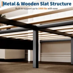 Bed Frame With Vertical Channel Tufted Wingback Headboard, Upholstered Platform Bed Frame With Strong Wooden Slats Support -Nexera Furniture Store GUEST f07284cb f9bb 49ce a93e 9eec8bf0b854