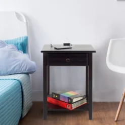 Casual Home Night Owl Sleek Solid Wood Bedroom Nightstand With Included Discrete 4 Port USB Port Station -Nexera Furniture Store GUEST f093c873 d1e6 4194 99c1 1853c6de0e8f