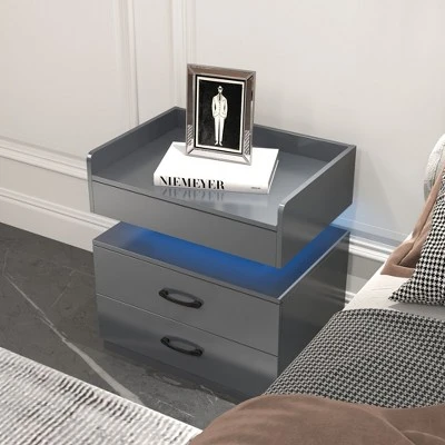 Kumasinova LED Nightstand With Adjustable Light Strip,Modern Night Stand With Drawers,End Table With Large Storage Space,Side Table For Bedroom 8 Kumasinova LED Nightstand With Adjustable Light Strip,Modern Night Stand With Drawers,End Table With Large Storage Space,Side Table For Bedroom - Image 6