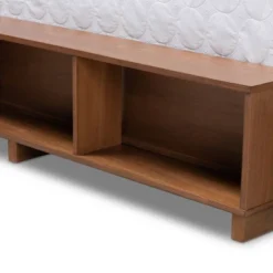 Arthur Wood Platform Bed With Built-In Shelves Ash Walnut - Baxton Studio -Nexera Furniture Store GUEST f116c810 d3fe 47c0 884f f7473efc519c