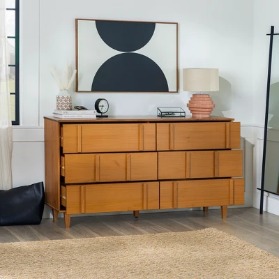 Modern Vertical Accent Solid Wood 6 Drawer Double Dresser - Saracina Home 8 Modern Vertical Accent Solid Wood 6 Drawer Double Dresser - Saracina Home - Image 6