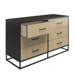 Kelly 6 Drawer Dresser Faux Rattan/Black Oak - Novogratz 17 Kelly 6 Drawer Dresser Faux Rattan/Black Oak - Novogratz -Nexera Furniture Store GUEST f409ffaa 2462 4bf2 a8e5 6dad4b916b7b