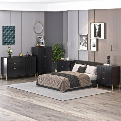 Festivo 4pc Modern Elegance Bedremm Chest And Dresser And 3 Drawer Nightstands Set 3 Festivo 4pc Modern Elegance Bedremm Chest And Dresser And 3 Drawer Nightstands Set